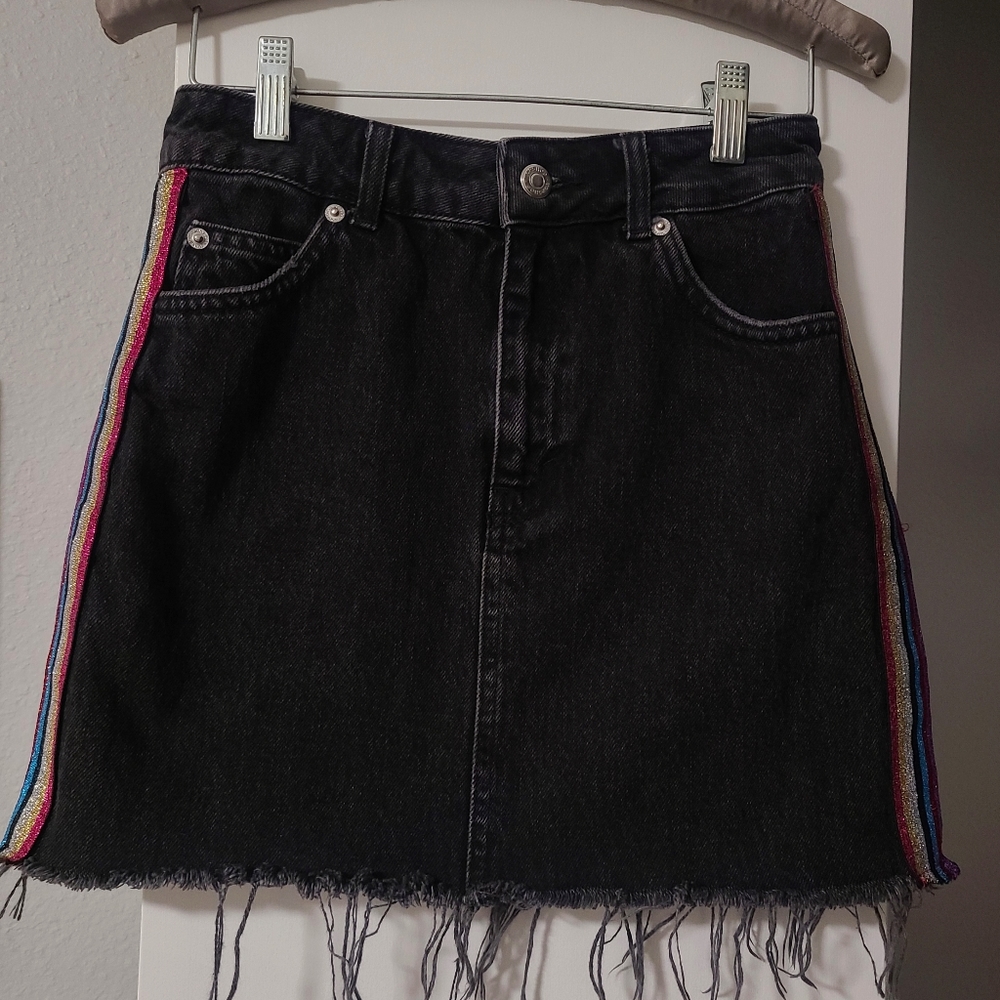 Topshop Moto Jean Skirt with Rainbow stripe | 2